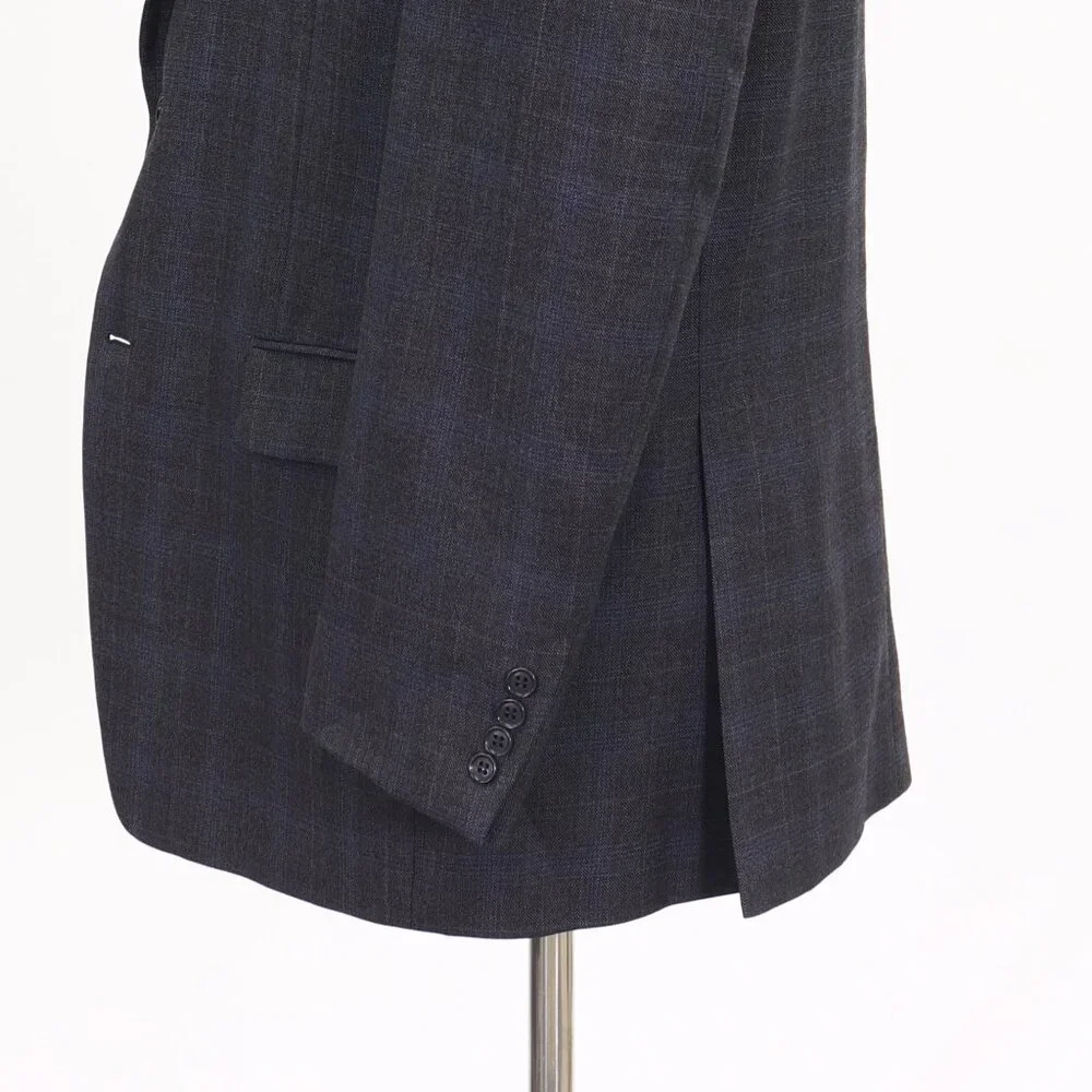 Calvin Klein 44L Gray Blazer Sport Coat Jacket 2-Button Check T412